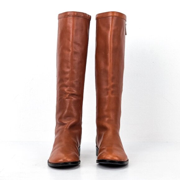JCrew Wmn Harper Vintage Y2K Brown Leather Riding Equestrian Zip Tall Boots 5.5 - Picture 2 of 6